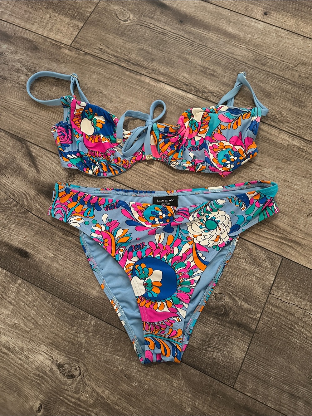 kate spade Bright Blue Multicolor Floral Bikini Set